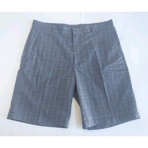 Mens Walter Hagen Gray Plaid Quick Dry Flat Front Golf Shorts Size 36x10